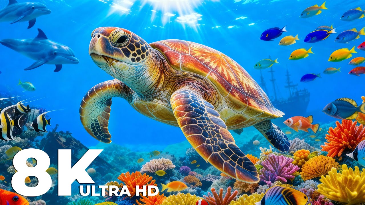 8K Океанские мечты – Яркие коралловые рифы и успокаивающие звуки моря