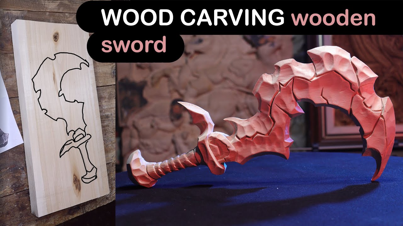 Wooden Sword Wood Carving Sword from Basswood. How to cut a sword
