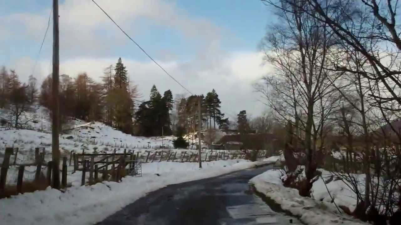 Winter Drive Down Mountain Road To Kinloch Rannoch Highland Perthshire