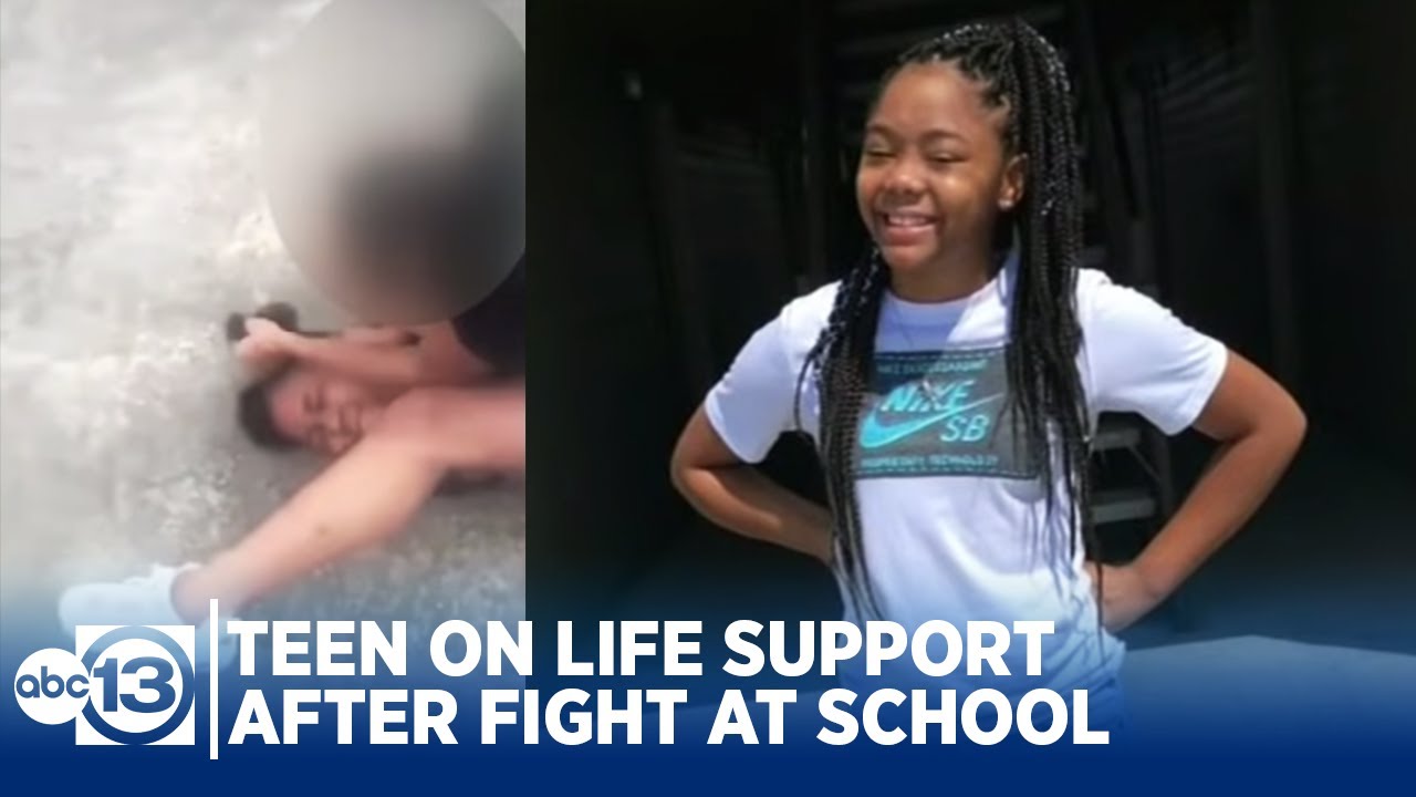 Teen on life support after fight outside middle school - YouTube