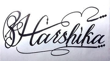 Harshika Name Signature Calligraphy Status | How to Cursive write with cut Marker ##YearofYou
