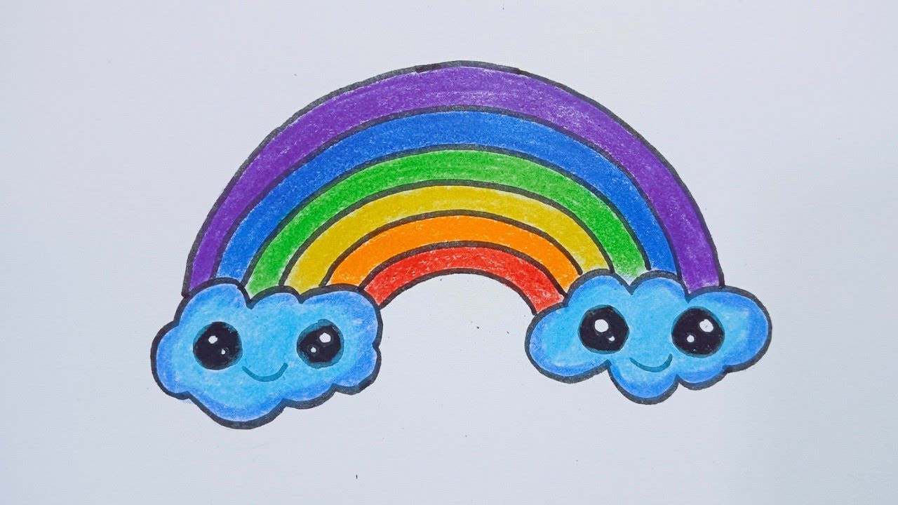 How to Draw a Rainbow and Clouds | Easy Drawing for Beginners - YouTube
