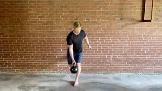 Wall supported single leg deadlift with rotation