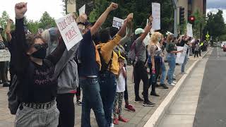 Hundreds are rallying saturday at old courthouse square in santa rosa
to protest the deaths of black men and women hands law enforcement.
(video by...