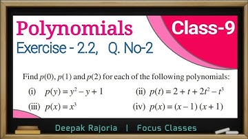 Polynomials Class - 9 Ex - 2.2, Q2 (i), (ii), (iii), (iv) Maths NCERT | Find p(0), p(1) and p(2)