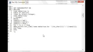 Contoh Sederhana Program PL/SQL Penggunaan Array Pada ORACLE