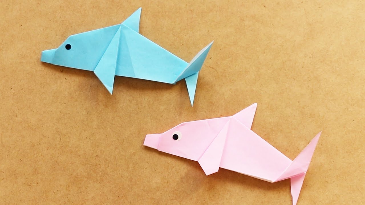 折り紙でイルカの簡単な折り方 1枚で作る海の人気ものの魚 水族館でも大人気のイルカです Origami World 折り紙モンスター