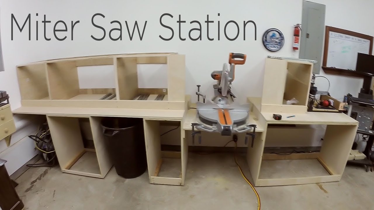 Miter Saw Station Cabinets And Work Surface 194 YouTube