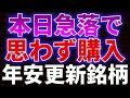 本日急落で思わず購入！年初来安値更新銘柄