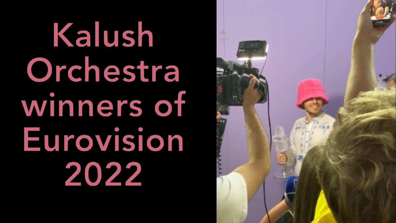 Kalush Orchestra returning backstage after winning the Eurovision Song Contest