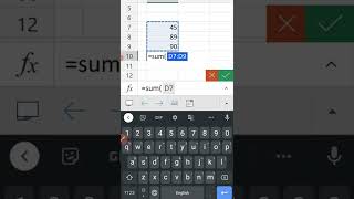 Excel sum Formula used on mobile #shorts screenshot 5