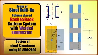 How to Design a Battened Steel Built-up Column | Channel Section | back to back | welded connection.