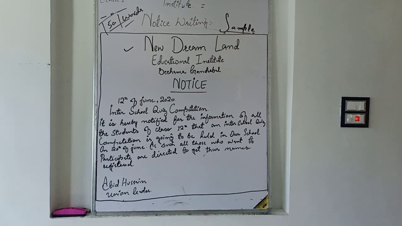 Sample Notice Writing