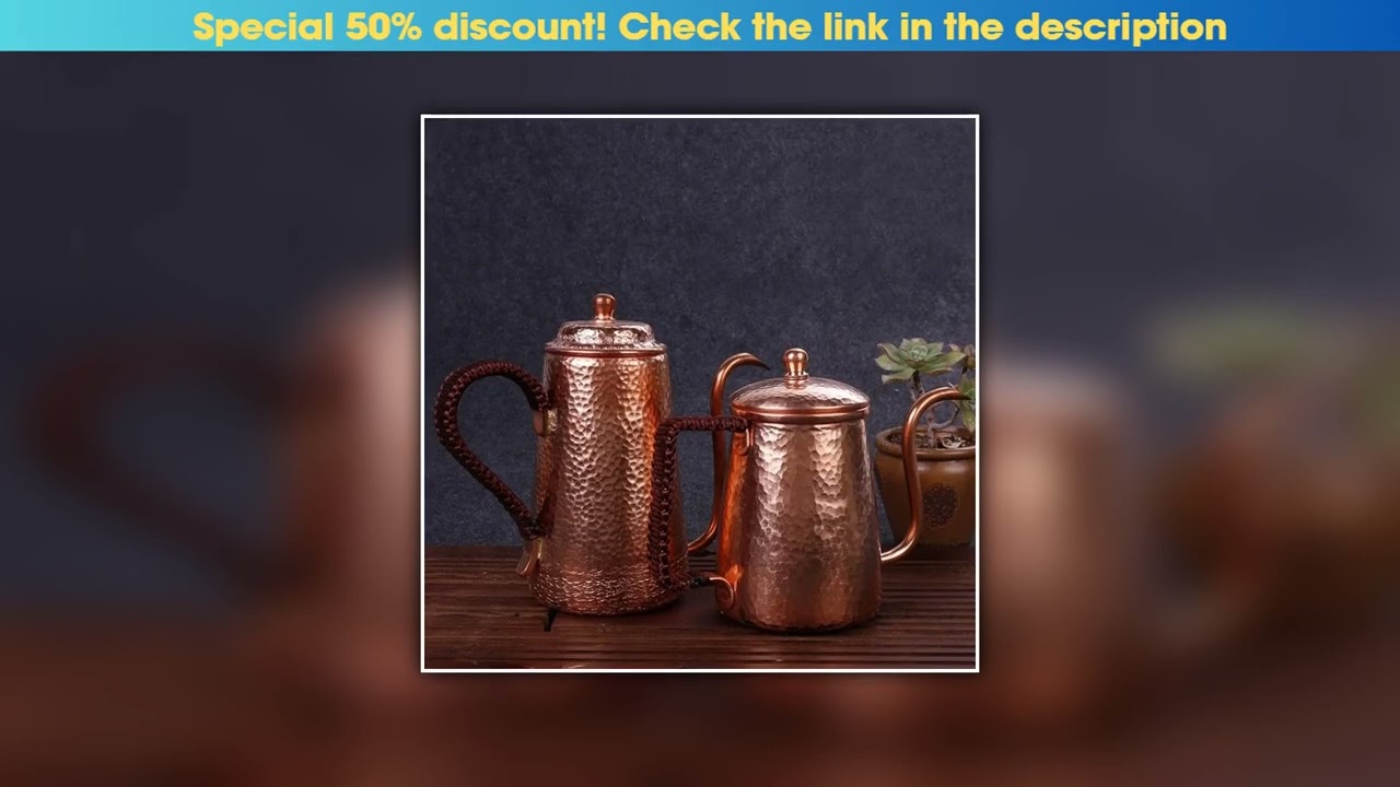 First Look Vintage Pure Copper Coffee Pot,Hammer Texture Weave Portable 500 ml Heat Resistant Filte