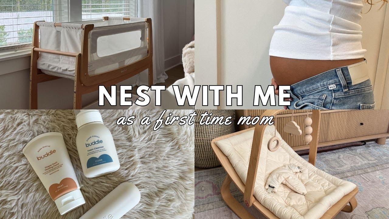 NEST WITH ME: as a 2025 first time mom (bedside cart, diaper caddy, nursery organization, + more)