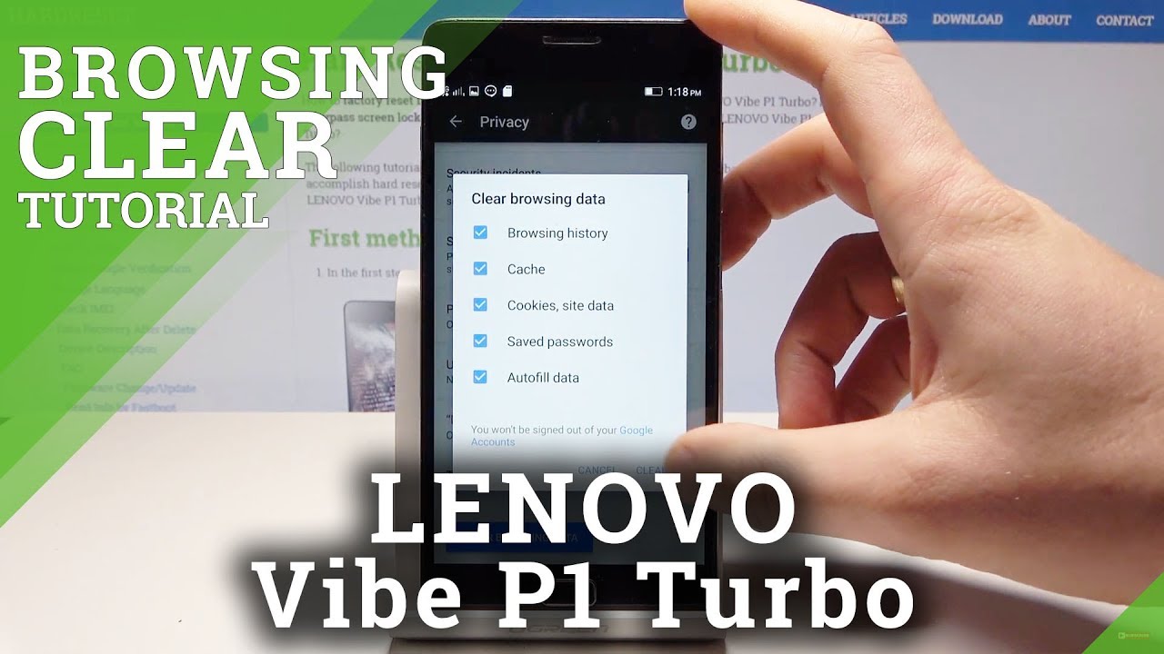 How to Delete Cookies and History in LENOVO Vibe P1 Turbo Restore