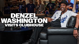 Denzel Washington Visits Dodger Clubhouse