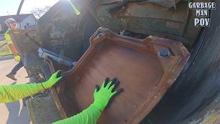 Bulky Trash Pickup - Rear Loader Garbage Truck Hopper POV | 4K UHD
