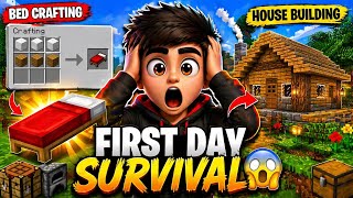 Minecraft Survival Day 1 🛏️🏠 Bed &amp; House Tutorial (Hindi) @TechnoGamerzOfficial @minecraft 