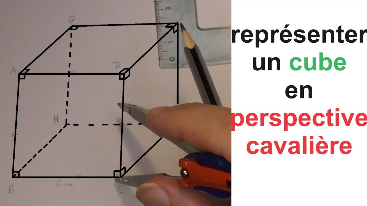 Comment représenter un cube en perspective cavalière ? (les règles: l'angle de fuite, coefficient..)