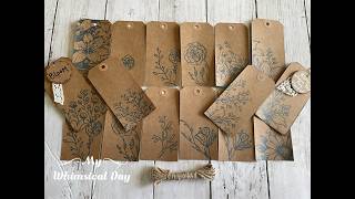 Kraft Cardstock Paper Tags decorated with chalk paste and silkscreen stencils!