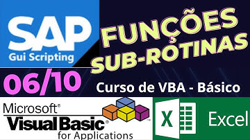 06 - O que são Sub-Rotinas? O que são funções? Como usa-las no VBA com Excel - VBA Básico Aula 06/10