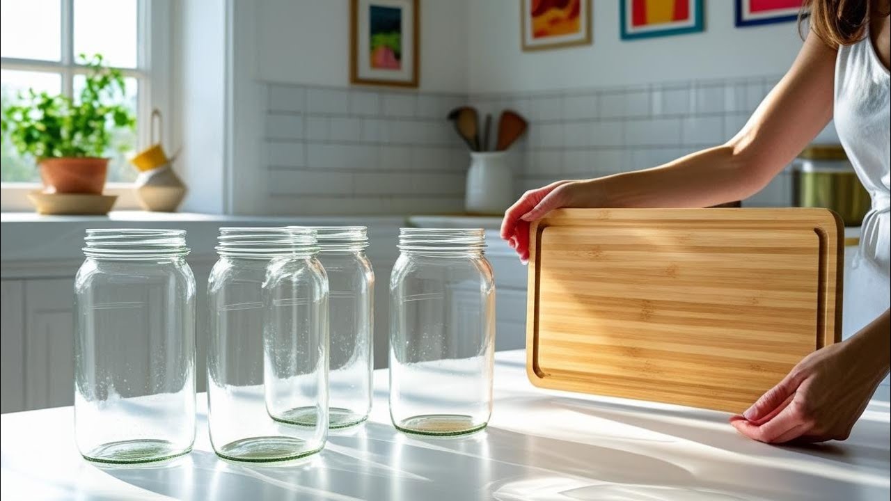 Ideia linda com POTES de VIDRO e TÁBUA 💕 Faça você mesmo!