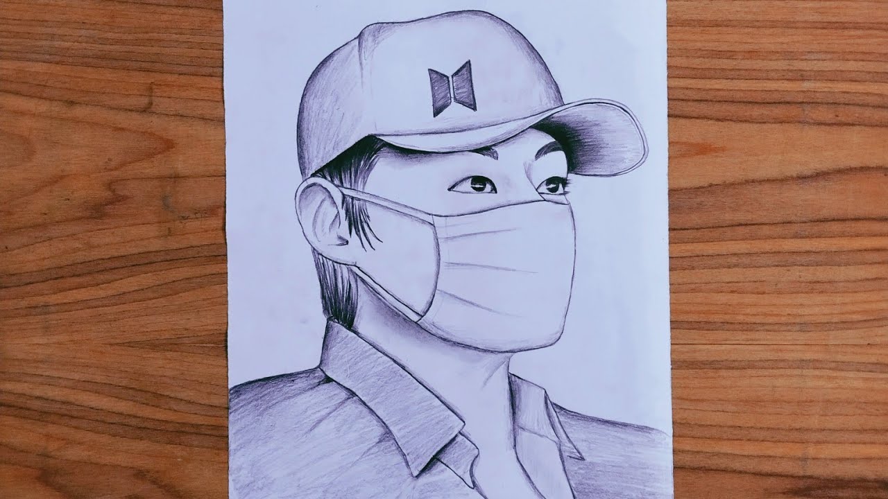 how to draw V BTS || Kim Taehyung Drawing Tutorial || pencil drawing ...