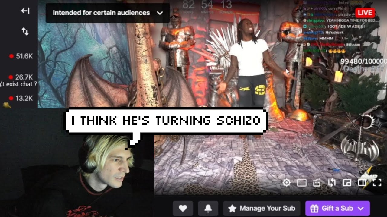 xQc reacts to Kai Cenat losing his Mind after Streaming for 82 Hours ...