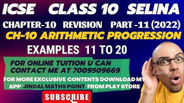 ICSE Ch-10 Arithmetic Progression (Examples-11-20) From Selina Concise For ICSE Class 10 Math