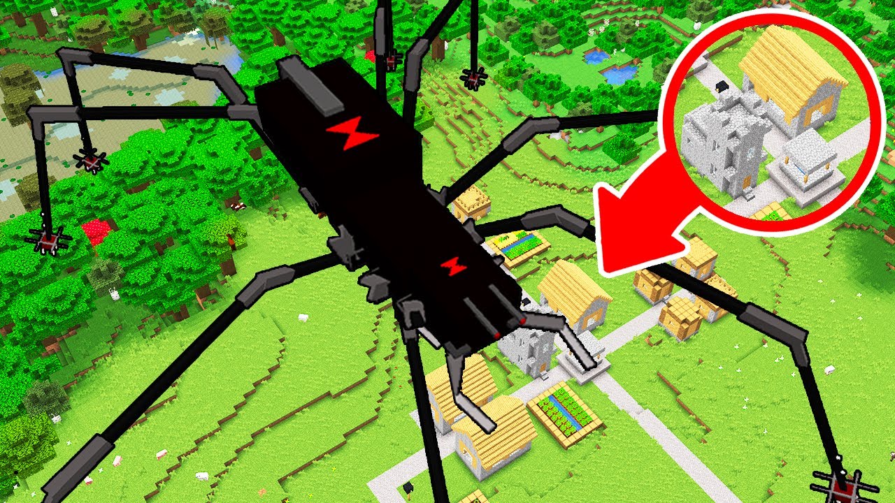 ГІГАНТСЬКИЙ ПАВУК НАПАВ НА СЕЛО У МАЙНКРАФТІ