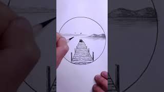 آموزش نقاشی قلم سیاه ساده اما پرکاربرد و حرفه ای از منظره بسیار زیبا و دلنشین screenshot 3