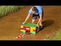 Mega lego fish trap catches colorful fish