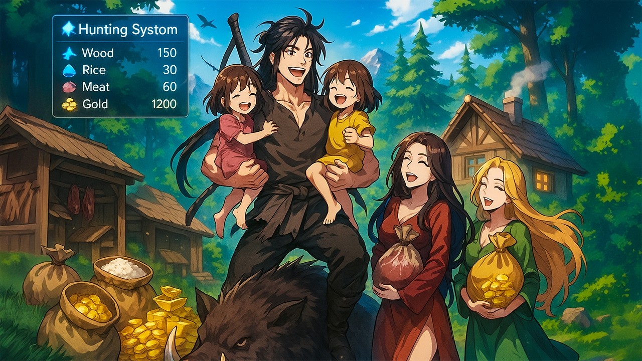 Woke Up As Poor Widower With 2 Daughters, Now My Hunting System Give Wood, Rice, Meat And Gold