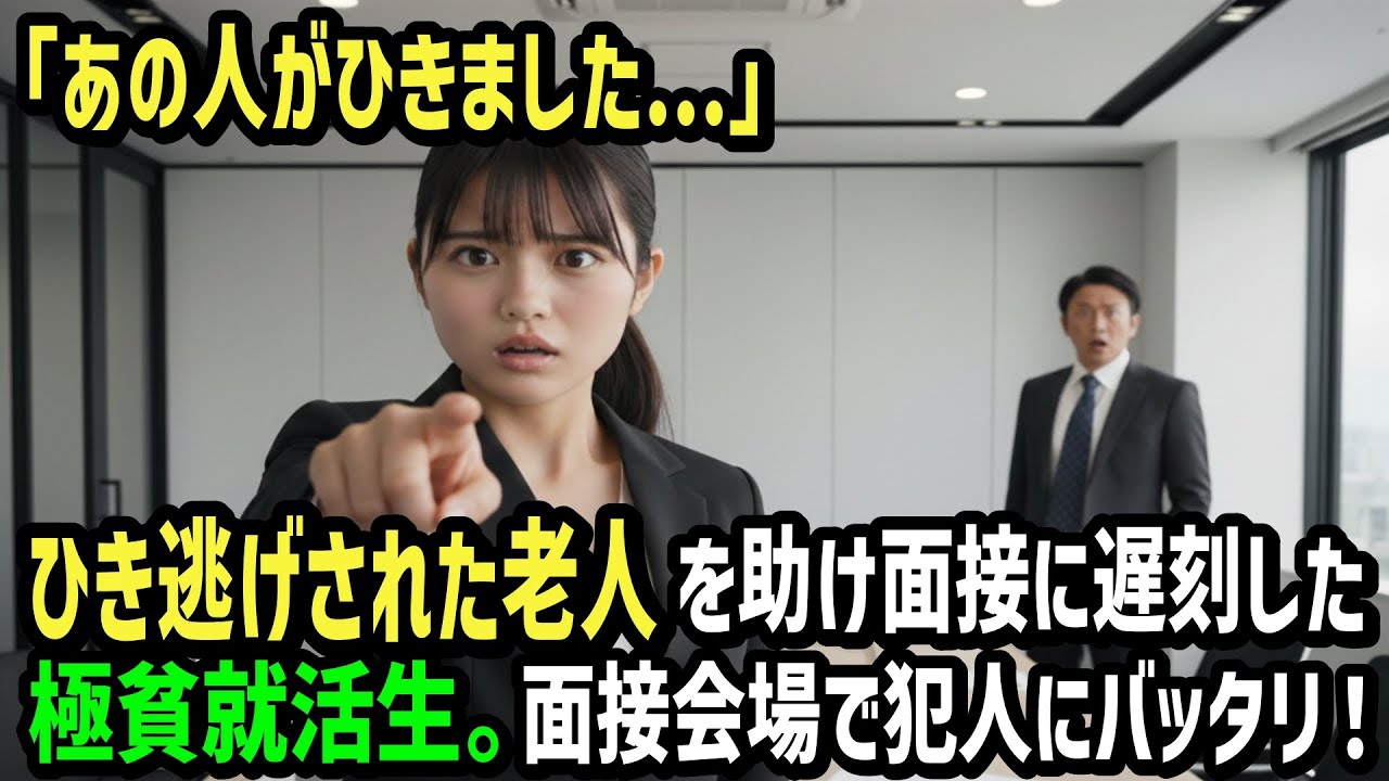 【感動】ひき逃げされたお爺さんを助けた極貧就活生。直後の就職面接で、面接官がひき逃げ犯だと気づき、就活生がとった行動とは！