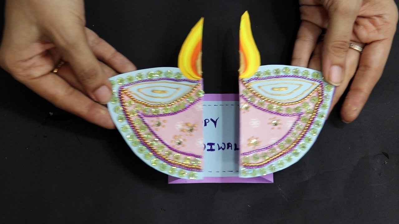 how to make diwali greeting card jk arts 1644 youtube