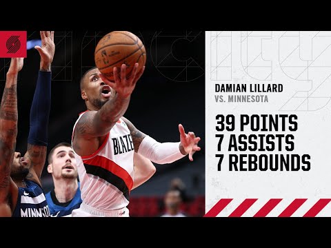 Damian Lillard (39 points, 7 assists) Highlights | Trail Blazers vs. Timberwolves