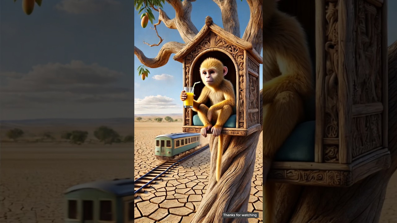 The monkey lives on a mango tree and digs a huge pond 😭 