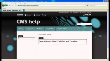 Javelin CMS - Page Settings: Main, Visibility, & Templates