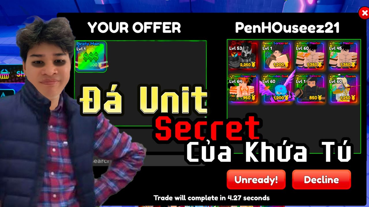 Hidding đá Unit Secret của khứa Tú Anime Defenders. 