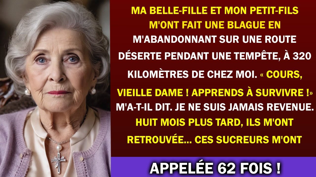 « Sors, grand-mère. » Ces mots m’ont glacée, prononcés par mon propre petit-fils sur un parking abandonné, en pleine tempête. La pluie fouettait le pare-brise, et lui, il venait de me jeter hors...