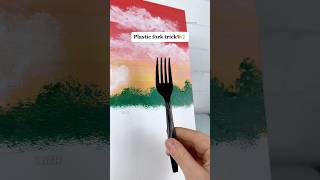 [clip] Fork trick for painting easy trees! 🎨 #easypainting #beginner #diyideas #art