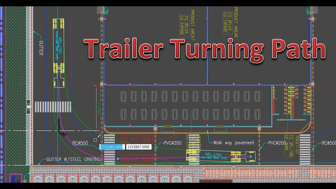 How to draw trailer turing path in Autocad - YouTube