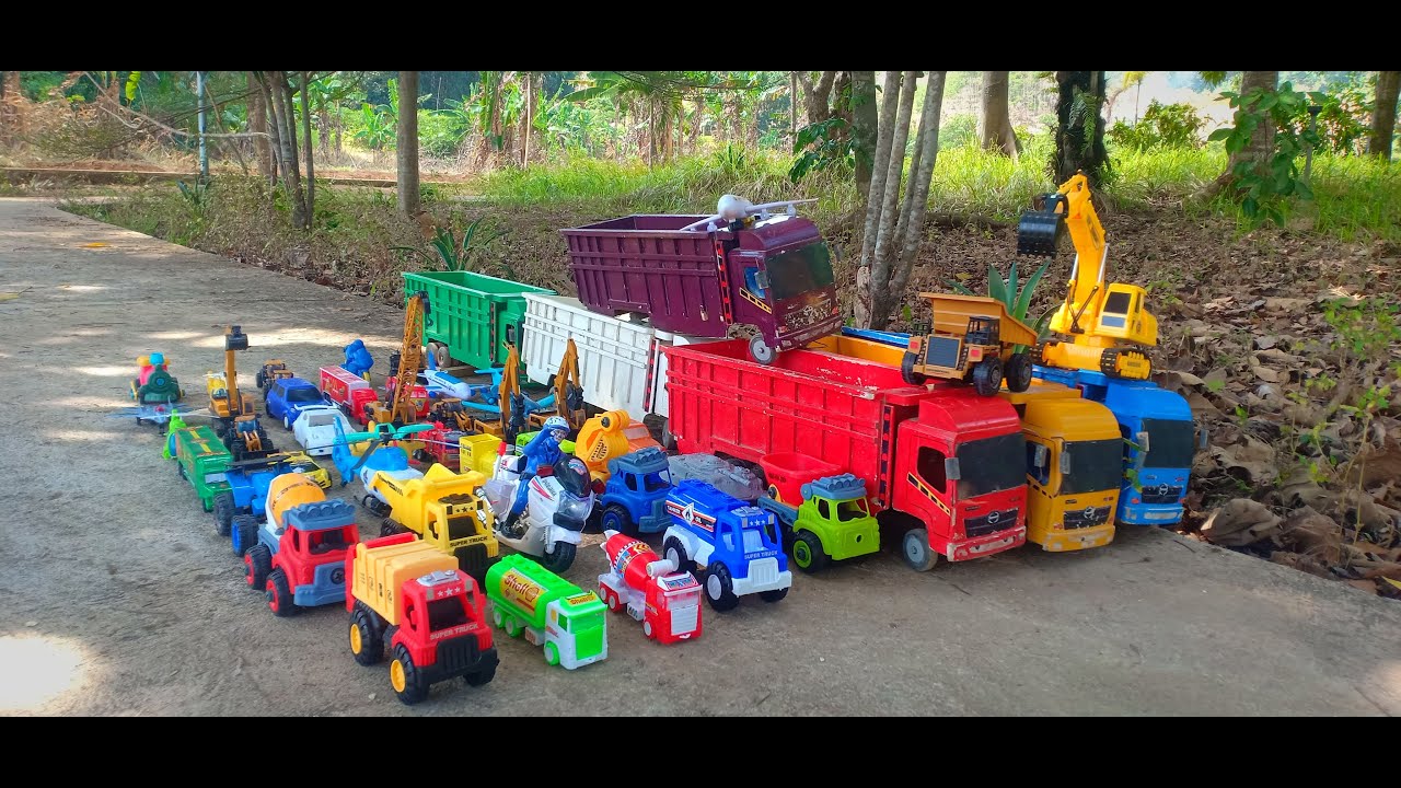 🚚🚒KEREN‼️Truk Tronton Panjang Bongkar Mobil Mobilan Balap, Truk Oleng, Mobil Molen, Excavator