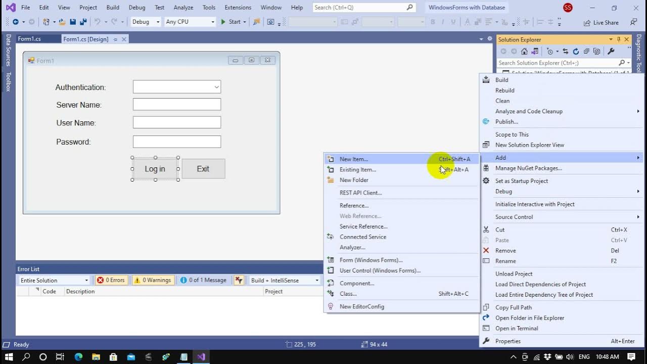 Chapter 8 - Database Part 2: Connecting to SQL Server - YouTube