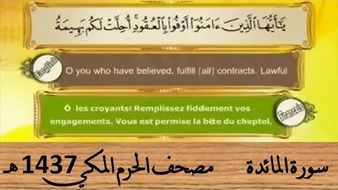 سورة المائدة 1437 هـ | مع الترجمة الإنجليزية والفرنسية
