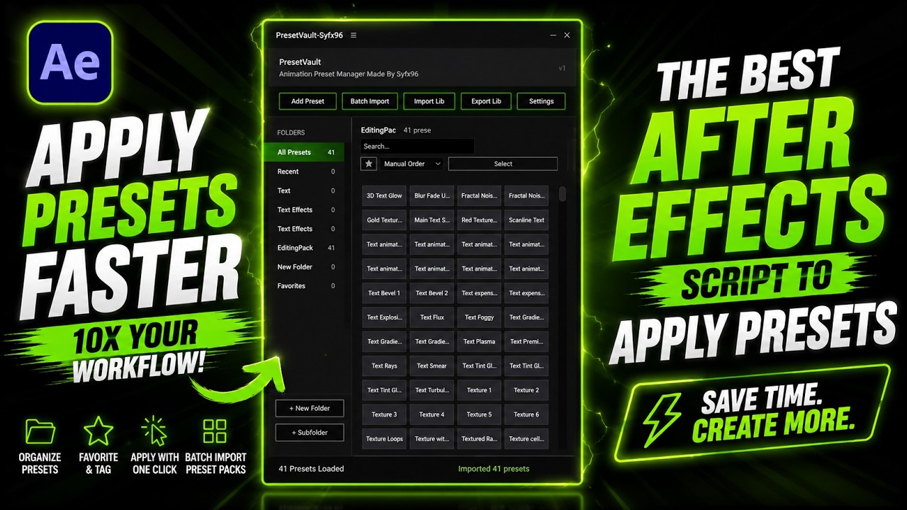 Apply After Effects Presets in 1 Click (FREE Script) - After Effects Giveaway