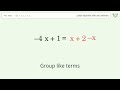 Solve -3x+1=x+2: Linear Equation Video Solution | Tiger Algebra