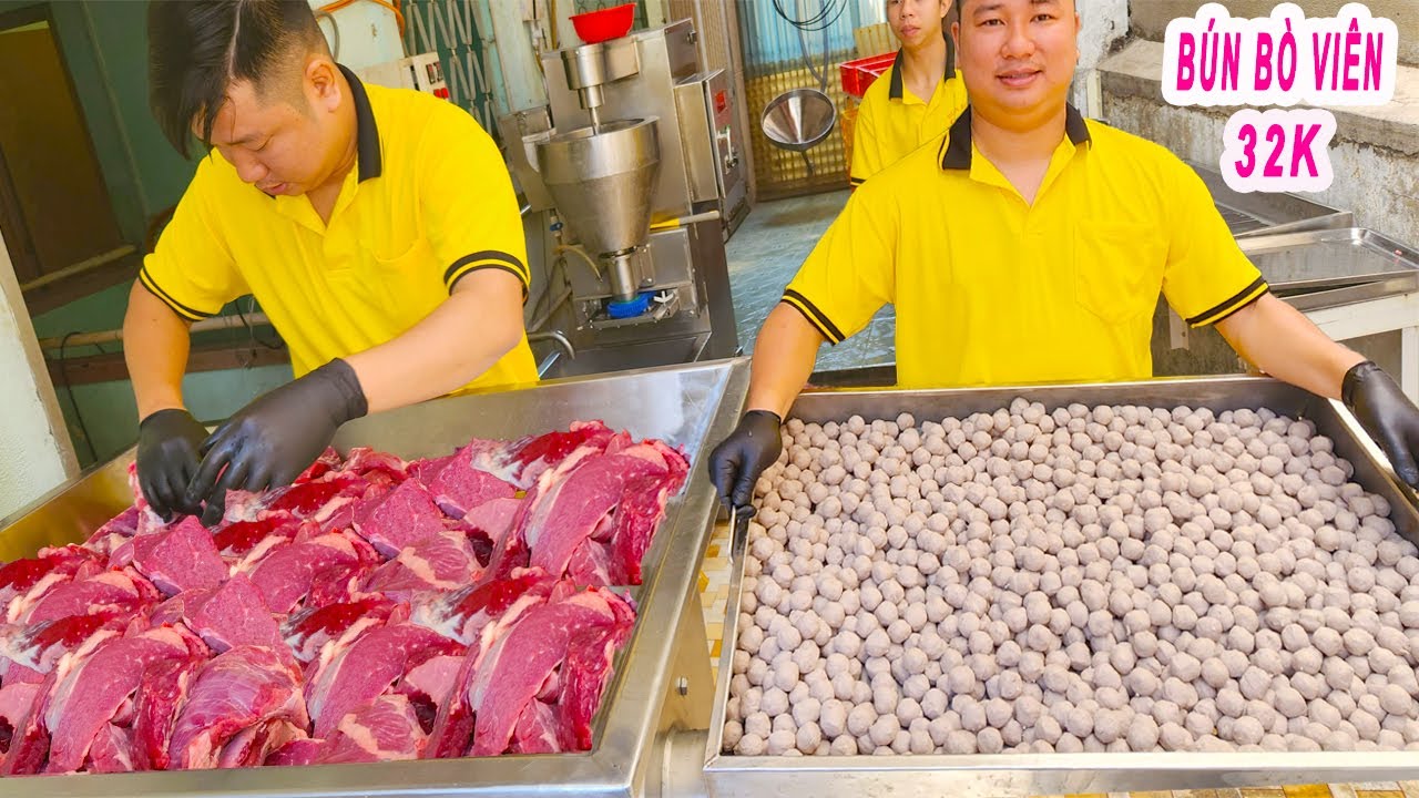 Quán Bún Bò Viên hơn 40 năm | Quy trình làm Bò Viên dai giòn không hàn the