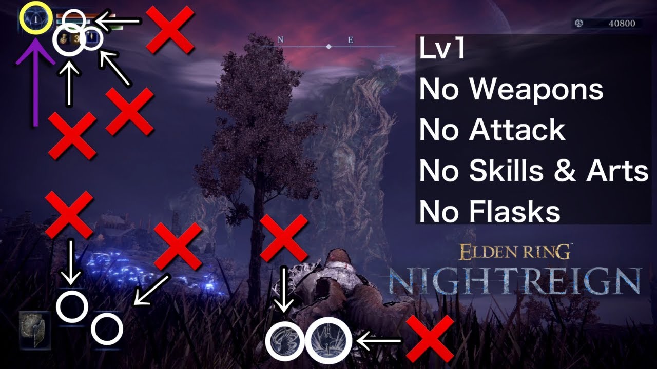 レベル1/ファーム禁止/聖杯瓶禁止/スキル・アーツ禁止/攻撃禁止/有限リソース禁止【エルデンリング ナイトレイン】